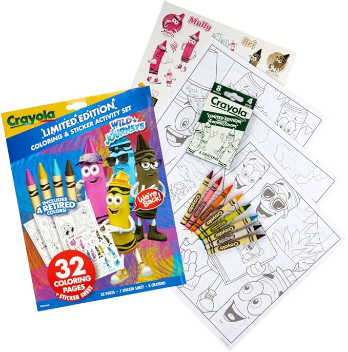 Crayola Retired Colors Coloring & Activity Set, Retired Crayons & Stickers, 32 Pgs, Gift for Kids Ages 3+ (Pack of 2)