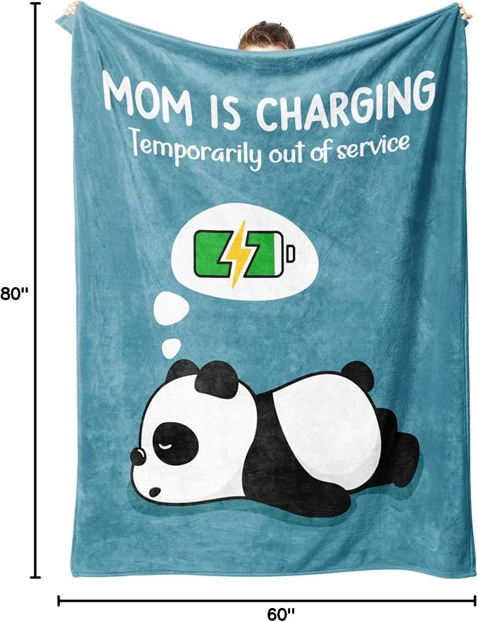 Craftique Mom Birthday Gifts, Funny Gifts for Mom- Mom's Charging Blanket | Mom Gifts for Women from Daughter Son Husband, Super Soft Blanket Throw for Napping Travel, 80”×60”
