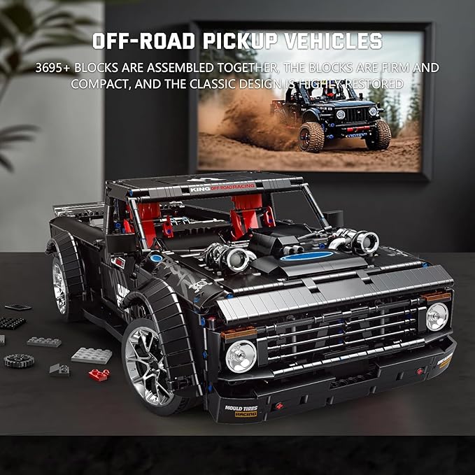 Mould King 13082 Pickup Truck Block Kits Model, MOC Building Blocks Set to Build, Gift for Age 14+/Adult Collections Enthusiasts(3695 Pieces, with Motor/APP Remote Control)