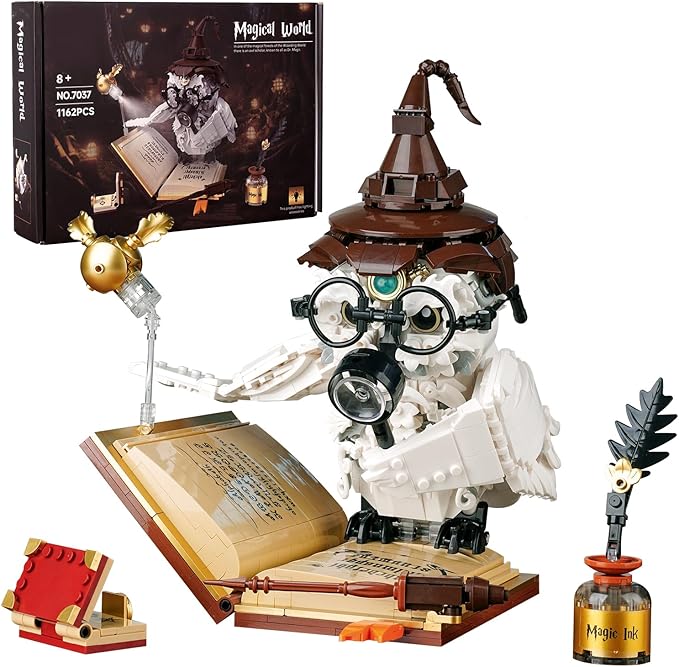 Ideas Magic World Owl Building Set, Compatible with Lego Animal MOC Potter Toy with 1162 PCS, Collectible Harry Bird Model with Light Effect, for Adults Fans for Boys and Girls Aged 8+