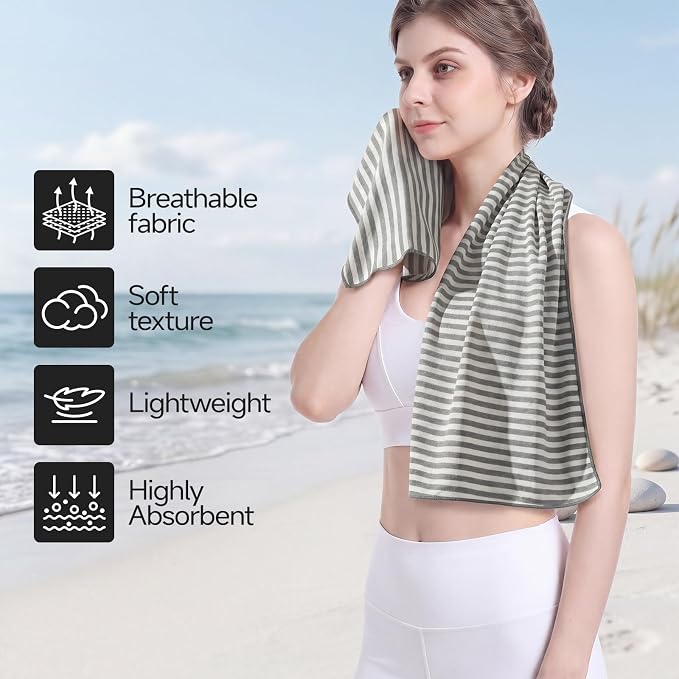 RDEKISS 4 Pack Cooling Towels for Hot Weather (40"x12"), Ice Cool Neck Towel, Soft Breathable Microfiber for Gym, Sport, Running, Yoga, Workout - Gray