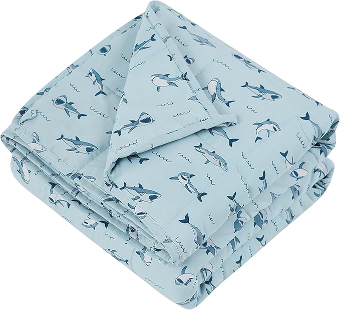 Weighted Blanket - 7 lbs Blue Shark Heavy Blanket - Small Size Breathable Lap Blanket(41"x60", 7 lbs)