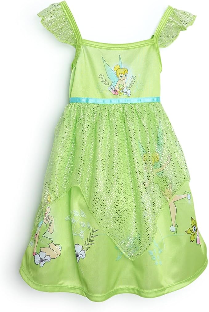 Disney Girls' Princess Dress Nightgown, Fantasy Gown, Soft & Cute Pajamas for Kids