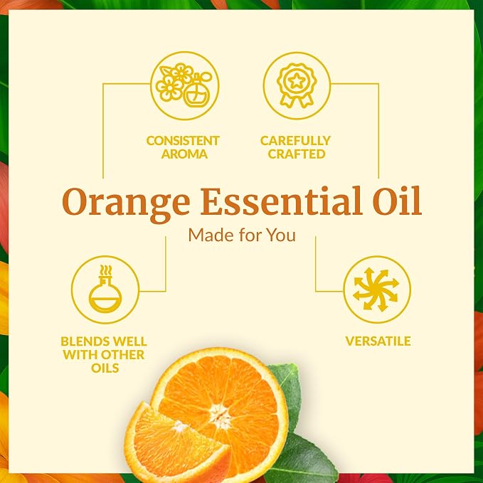SVA Orange Essential Oil 4 Fl Oz – for Diffuser, Skin & Hair Care – Ideal for Massage & DIY Blends - with Dropper