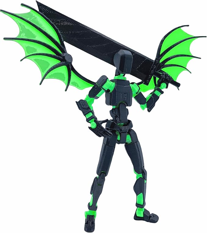 Dummy13 Action Figure Set | Pre-Assembled 3D Printed Titan and Robo Figures | Highly Articulated Robot Toys with Interchangeable Accessories | Perfect for Collectors and Hobbyists (Black Green)