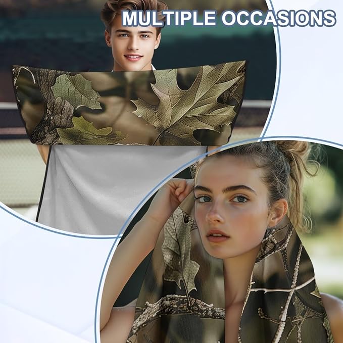 INSTANTARTS Hunting Camo Forest Towel Car Seat Covers Sports Car Towel Mat for Yoga and Travel Car Seat Towel