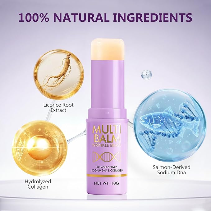 AiRunTech Salmon Dna Multi Balm Stick, Anti-Wrinkle, Hydrating & Firming Face, Eye and Neck Balm, Moisturizing Stick for Women to Tighten, Compact and Portable, Nourishing Hydration for Skin care