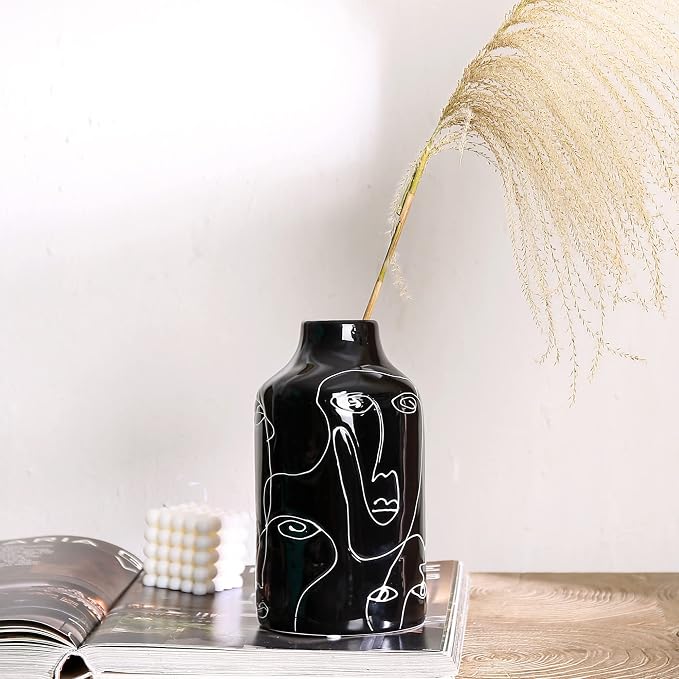 Kimdio Ceramic Vase Irregular face Design Decorative Flower Vase for Home Decor Living Room, Home, Office, Centerpiece,Table and Wedding