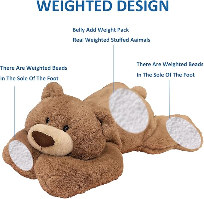 Weighted Stuffed Animals, 29.5in 6.2lbs Weighted Bear Stuffed Animal Toy Cute Brown Bear Plush Pillow for Adults Boys Girls