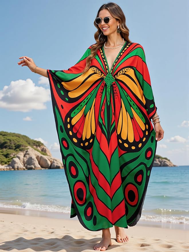 Mumu Dresses for Women Plus Size, Bohemian Kaftan Beach Cover Up Long Maxi Nightgown Soft Loungewear