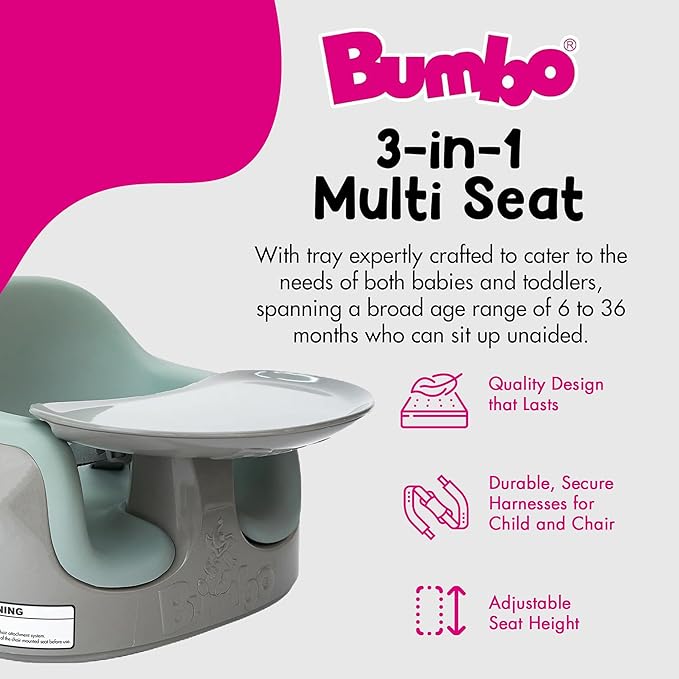 Bumbo 2 Pack 3-in-1 Multi-Seat for 6 to 36 Months, Travel Baby Feeding & Play Floor Seat, All-in-One Portable Booster with Tray & Toddler High Chair, Breige/Agave