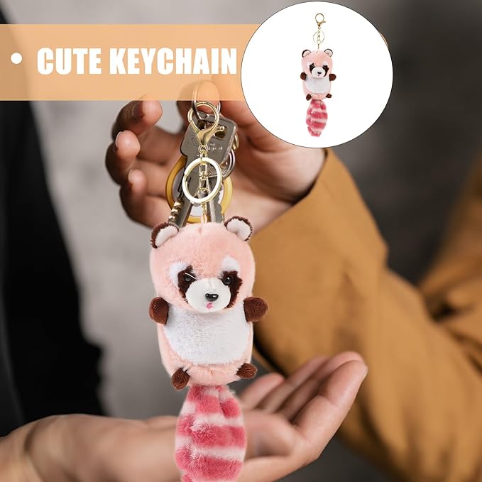 Raccoon Keychains Plush Stuffed Keychain Cute Soft Plush Raccoon Keychain Animal Pendant Toy Jewelry for Bag Purse