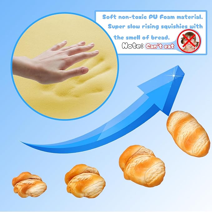 Simulation Bread Squishies Super Soft Slow Rising Toy for Kids Birthday Gift,Cute Scented Baguette Breads Squishys Squishi Stress Relief Squeeze Toys (Baguette Bread)