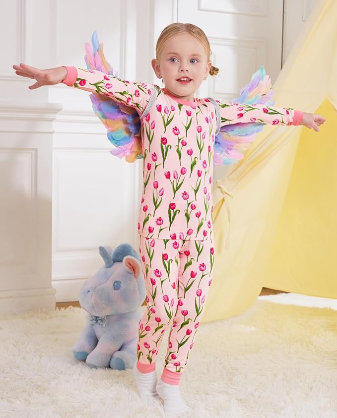Bamboo Viscose Toddler Girls Kids Pajamas Unicorn Mermaid Pjs Long Sleeve Snug fit 12M-8Y 2pcs Soft Jammies