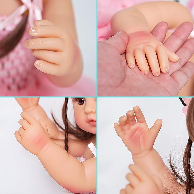 Lifelike Reborn Baby Dolls - 22-inch Soft Body Realistic Newborn Baby Doll Silicone Full Body Real Life Baby Dolls with Feeding Kit Toys Accessories for Ages 3+ Year Old Girls or Collection