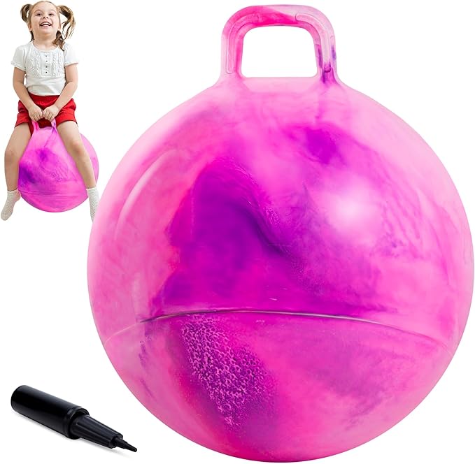 Upper Rider 18 Inch Clouds Hopper Ball for Kids Ages 3-8, Purple Pink Bouncy Ball with Handle, Inflatable Jumping with Pump and Gift Box, Indoor Outdoor Balance Toy for Girls and Boys