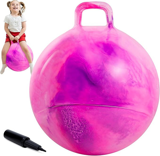 Upper Rider 18 Inch Clouds Hopper Ball for Kids Ages 3-8, Purple Pink Bouncy Ball with Handle, Inflatable Jumping with Pump and Gift Box, Indoor Outdoor Balance Toy for Girls and Boys