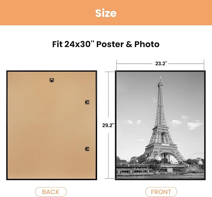 upsimples 24x30 Poster Frame, Easy Slide-In Assembly, Black, 3 Pack | Gallery Wall 24 x 30 Picture Frames Set for Family, Wedding, Christmas, Easy to Change Photos