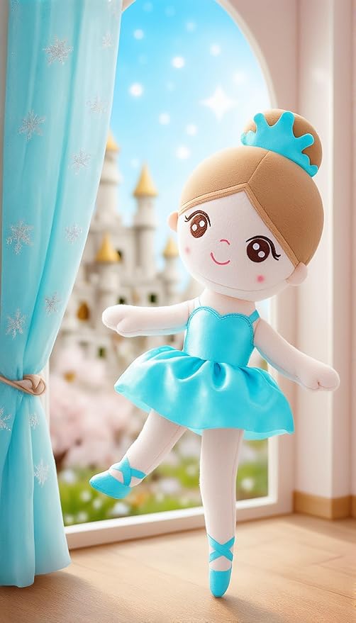 Gloveleya Baby Girl Gifts Dolls Soft Plush Toy Ballet Girl Doll Mint Green 14 Inches with Gift Box…