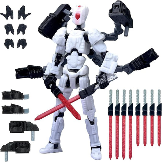 Assembly Completed T13 Action Figure，T13 mision 13 figuras originales 3D Printed Toys Nova 13 Action Figures Desktop Decorations for Game Lovers Toy (White, 8 Inch)
