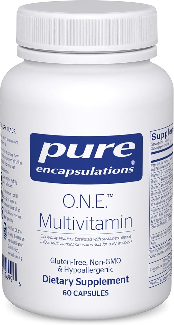 Pure Encapsulations O.N.E. Multivitamin - Once Daily Multivitamin with Antioxidant Complex Metafolin, CoQ10, and Lutein to Support Vision, Cognitive Function, and Cellular Health* - 60 Capsules