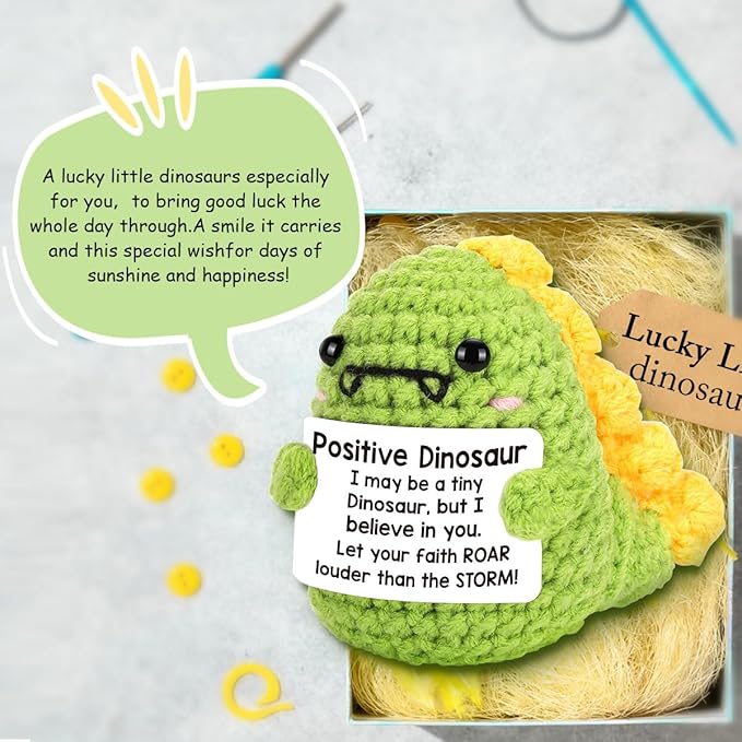 AICase Funny Positive Dinosaur Gifts How to Train Your Dragon Cut Gifts Emotional Support Nuggets Inspirational Crochet Animals Handmade Cheer Decor Birthday Gifts for Sister Daughter Son