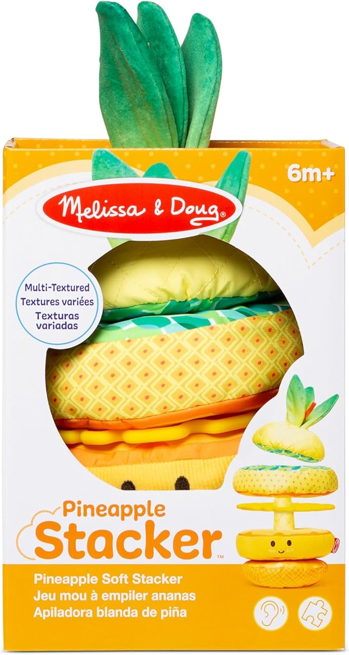 Melissa & Doug Multi-Sensory Pineapple Soft Stacker Infant Toy - Stacking Toys For Babies, Pineapple Stacking Toy For Infants