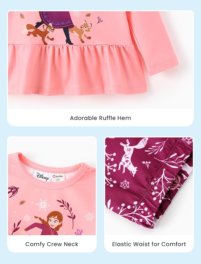 Disney Minnie Mouse Frozen Princess Marvel Toddler Girls Clothes Long Sleeve Sweatshirt + Leggings 2pcs Outfits Set 2-6Y