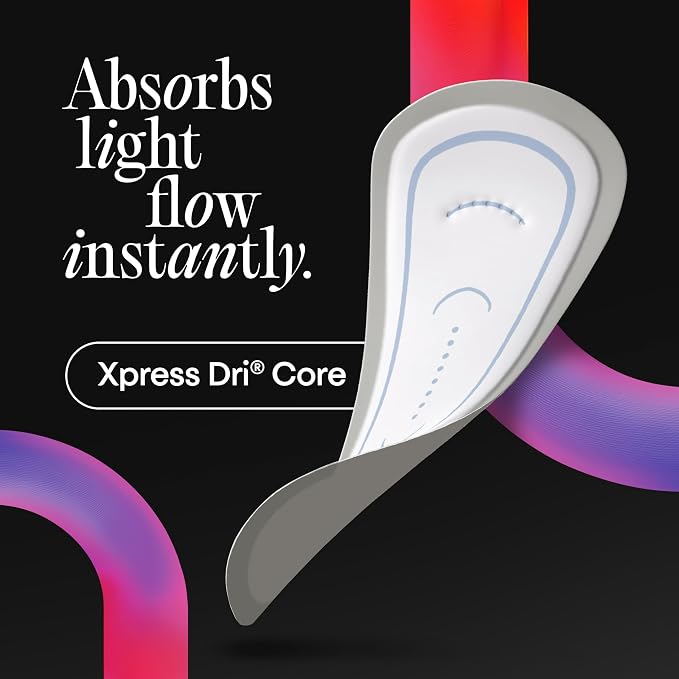 Kotex Absorbent Wrapped Liners, Light Absorbency, Regular Length, 50 Count (Packaging May Vary)