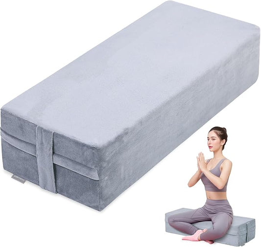 GOFORIT Yoga Bolster Pillow for Meditation and Support，Rectangular Meditation Pillow for Restorative Yoga，26.5"X9.5" X6"