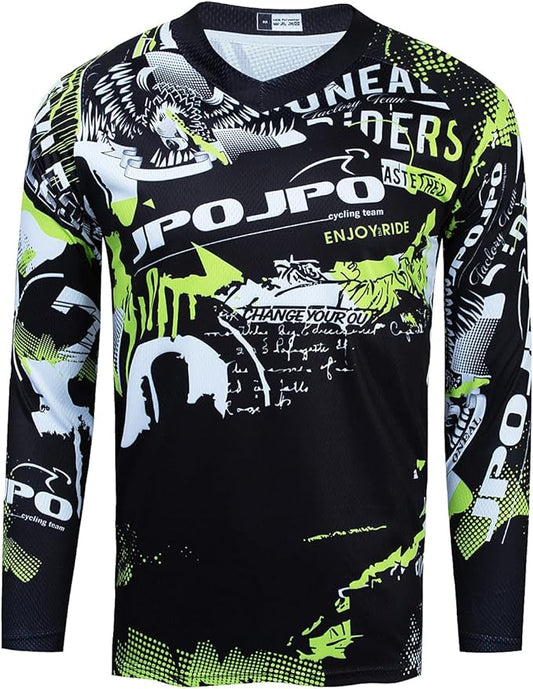 Boy Girl Cycling Jersey Kids Mountain Bike Motocross Long Sleeve Shirt Biking Tops 4-14 Years