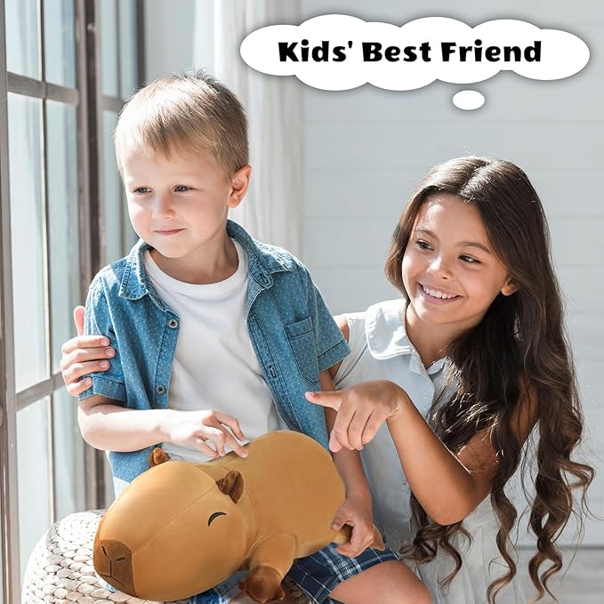 Weighted Capybara Stuffed Animals, Cute Weighted Capybara Plush, Soft Stuffed Weighted Plushie Pillow Gifts for Girls Boys(13.8" 1.6Lbs)
