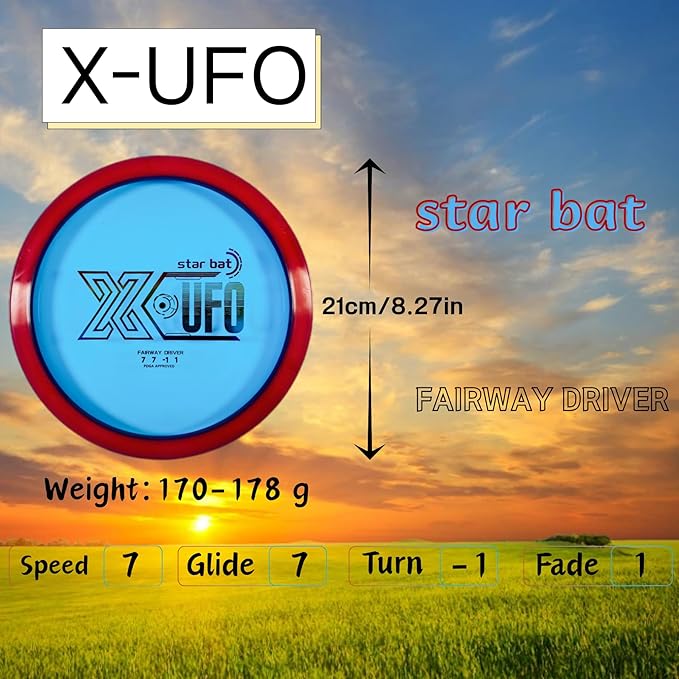 X-UFO Disc Golf Set - Disc Golf Starter Set 5 Pieces, with Putter, Driver, Mid-Range Discs, Mini Discs,Disc Golf Discs Set 170-180 Grams,PDGA Certified Golf Disc (Set 4)