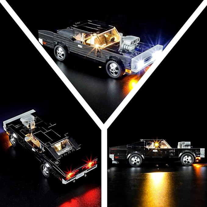LED Light Kit for Lego 76912 Speed Champions Fast & Furious 1970 Dodge Charger R/T Set, Compatible with Lego 76912 Building Blocks Model(Not Include Blocks Set)