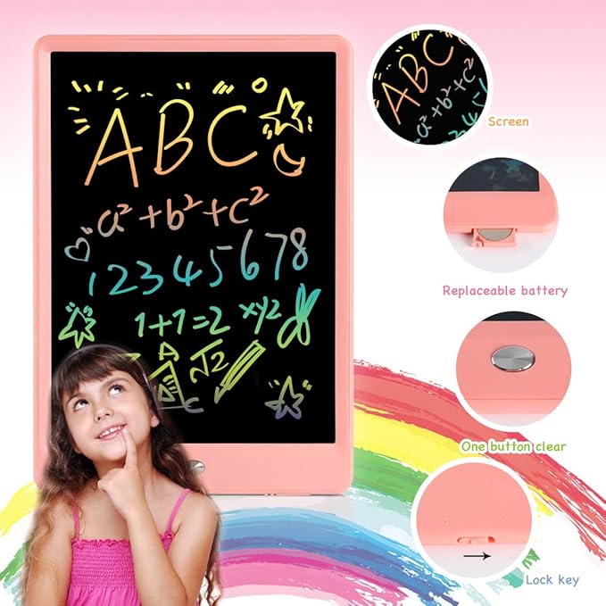 ORSEN LCD Writing Tablet 10 Inch, Colorful Doodle Board Drawing Pad for Kids, Toddler Toys for 3 4 5 6 7 8 Year Old Girls Boys Gifts (Pink)