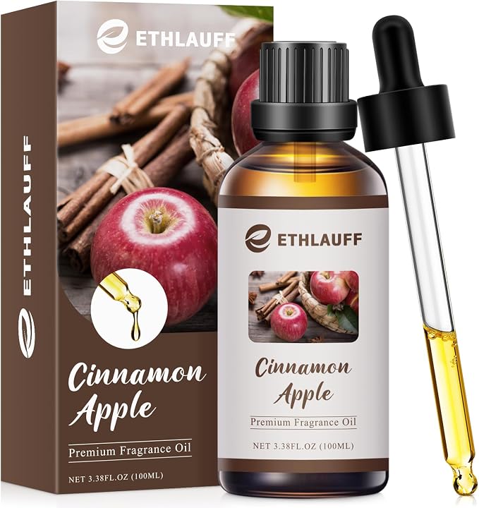 Cinnamon Apple Essential Oil, 100ml Fall Essential Oil for Diffusers for Home,Candle Scented Oils for Soap Making, Bath Bombs, Massage -3.38FL.OZ