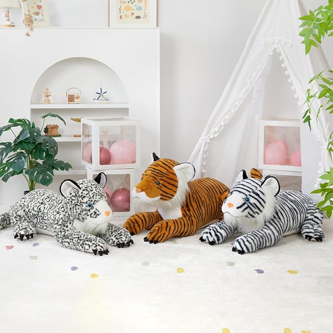 MaoGoLan Giant Snow Leopard Stuffed Animal Pillow – 47” Soft & Fluffy Cheetah Plush Toy, Large Realistic Jaguar Stuffy Christmas Birthday Gifts for Kids Girls Boys