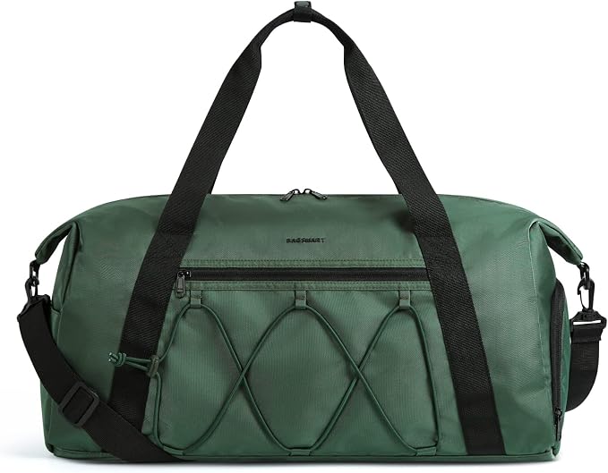 BAGSMART Gym Bag for Men Women, Sports Travel Duffel Bag With Shoe Compartment & Wet Pocket, Carry On Weekender Duffel Bag, Water Resistant Sports Gym Tote Bags Swimming Yoga Workout - Green