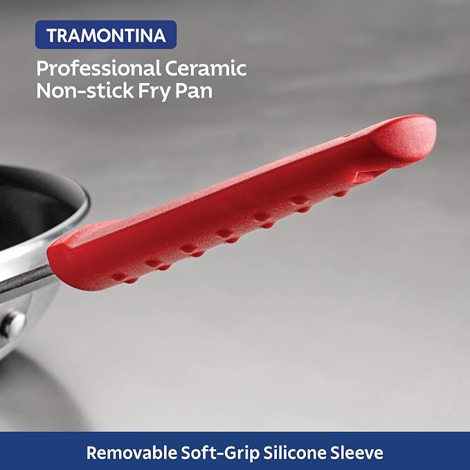Tramontina Professional 12-Inch Ceramic Non Stick Large Frying Pan, Heavy-Gauge Aluminum Skillet with Ceramic Nonstick Coating, Dishwasher and Oven Safe, Black