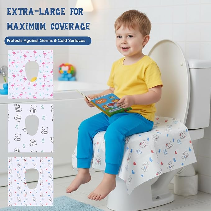 Dunzoom 200 Pack Disposable Toilet Seat Covers Waterproof for Campers & Adults, Individually Wrapped for Public Restroom, Travel, Airplane, Trip, Camping & Hiking