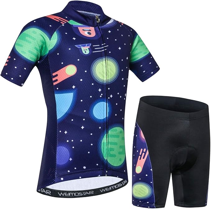 Hotlion Kids Cycling Jersey Set Short Sleeve Boys Mountain Bike Shirt Girls Cartoon Bicycle Tops Childs for Riding Biking