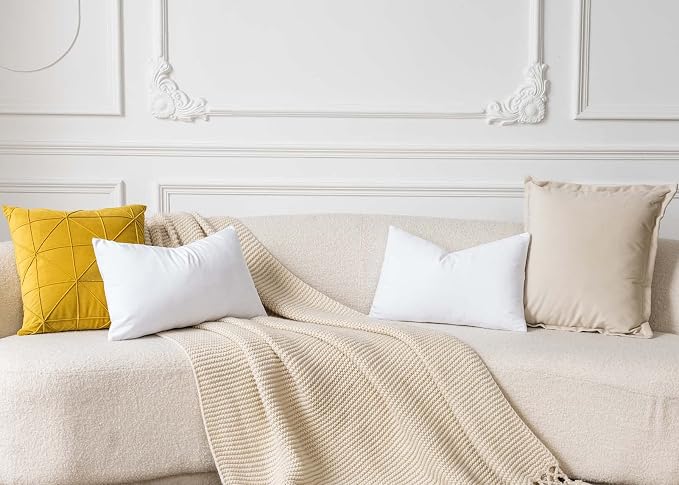 White 22x22 Throw Pillow Covers Set of 2 Decorative Velvet Cushion Covers | Soft Pillow Cases with Invisible Zipper for Modern Couch Sofa Bed Living Room Bedroom Home Decor