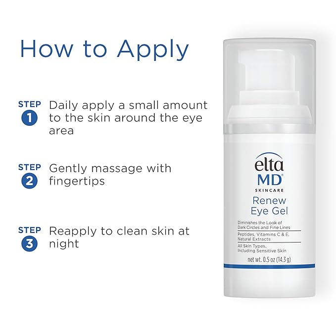EltaMD Renew Eye Gel, Serum for Dark Circles and Puffiness, Under Eye Serum for Face, Anti Aging, Minimizes Fine Lines and Wrinkles, 0.5 oz Pump