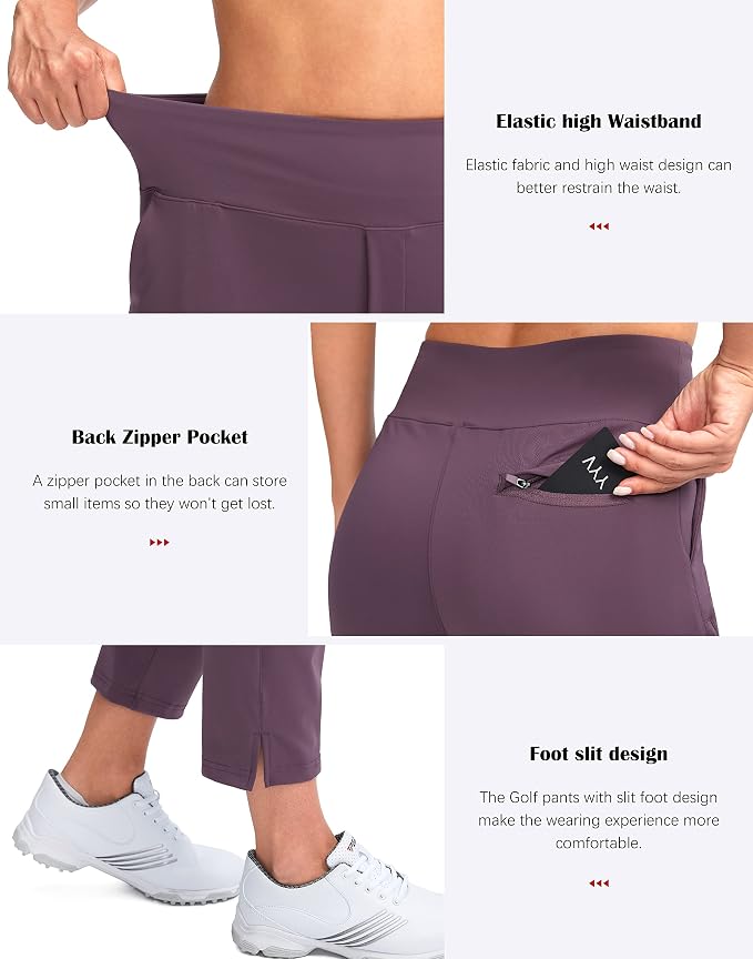 YYV Women's Golf Pants High Waist Stretch Ankle Pants with Pockets | Work Ankle Pants, Dress Pants with 4 Pockets, For Yoga Business Travel Casual
