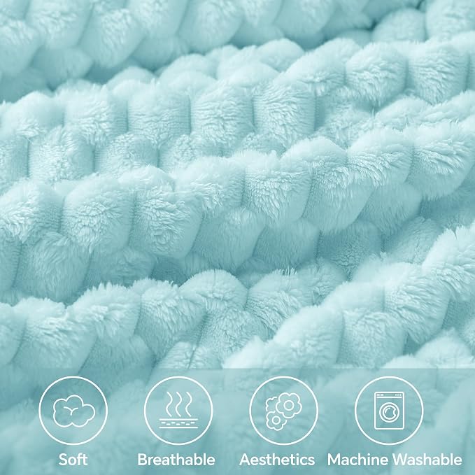 BEDELITE Cloud Blue Twin Blanket for Couch, Soft Cozy Gift for Women, 60*80 | 3D Jacquard Decorative Fleece Blanket, Super Soft Plush Throws, Cute Birthday Gift for Women & Men, Suitable for All Seasons