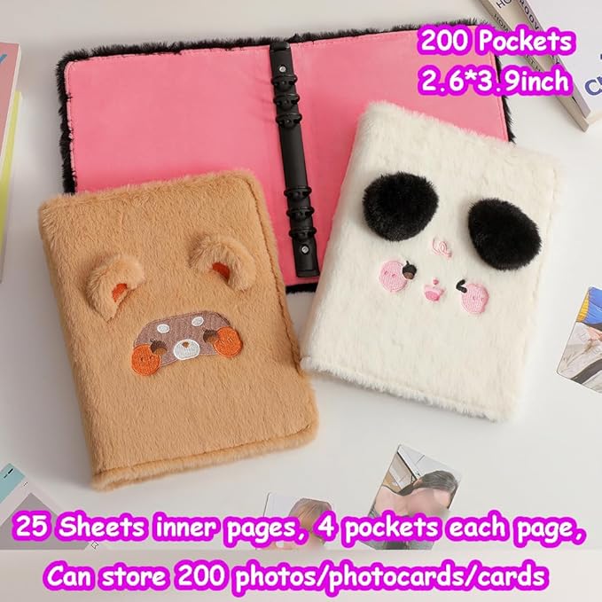 Kpop Photocard Binder with 6 Stickers Sheet & 50 Shinning Protective Sleeves Kpop Photocard Holder Book with Kpop Photocard, A5 Binder Photocard Album 30 Inner Pages with 240 Pockets (Blackplush)