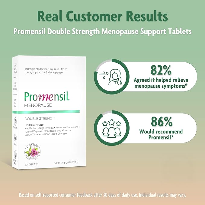 Promensil Menopause Double Strength Supplements - 30 Count, Pack of 3 | Red Clover & Isoflavones, Hot Flashes, Night Sweats, & Restlessness Support for Women, Menopause Supplements