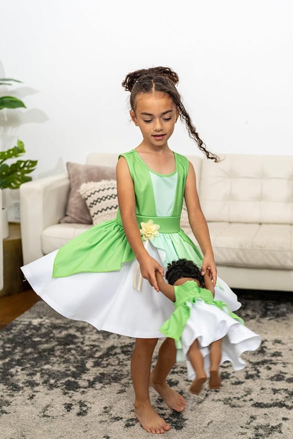 Little Adventures Lily Pad Twirl Dress - Machine Washable Child Pretend Play and Party Dress with No Glitter