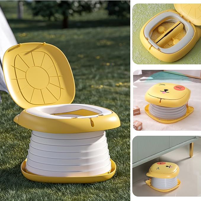 Travel Potty for Toddler,Foldable and Portable Toilet for Kids, Apply to Seat Emergency Toilet for Car, Camping, Outdoor, Indoor,Orange