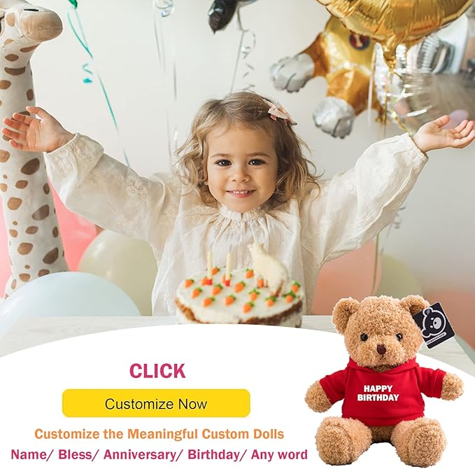 Personalized Teddy Bear with Text+Photo, Valentines Bear Stuffed Animal Plush Toys as Personalized Gifts for Women Men on Valentines' Day Birthday Anniversary Christmas Day（16 inch-Text+Photo